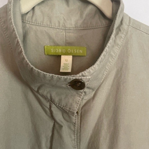 Sigrid Olsen Sage Green Utility Cargo Zip Up Drawstring Jacket Size 12 - Picture 4 of 14